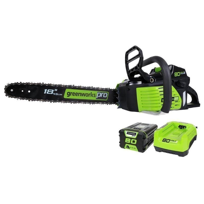 GreenWorks 80-volt 18″ Cordless Chainsaw 2Ah #2000002