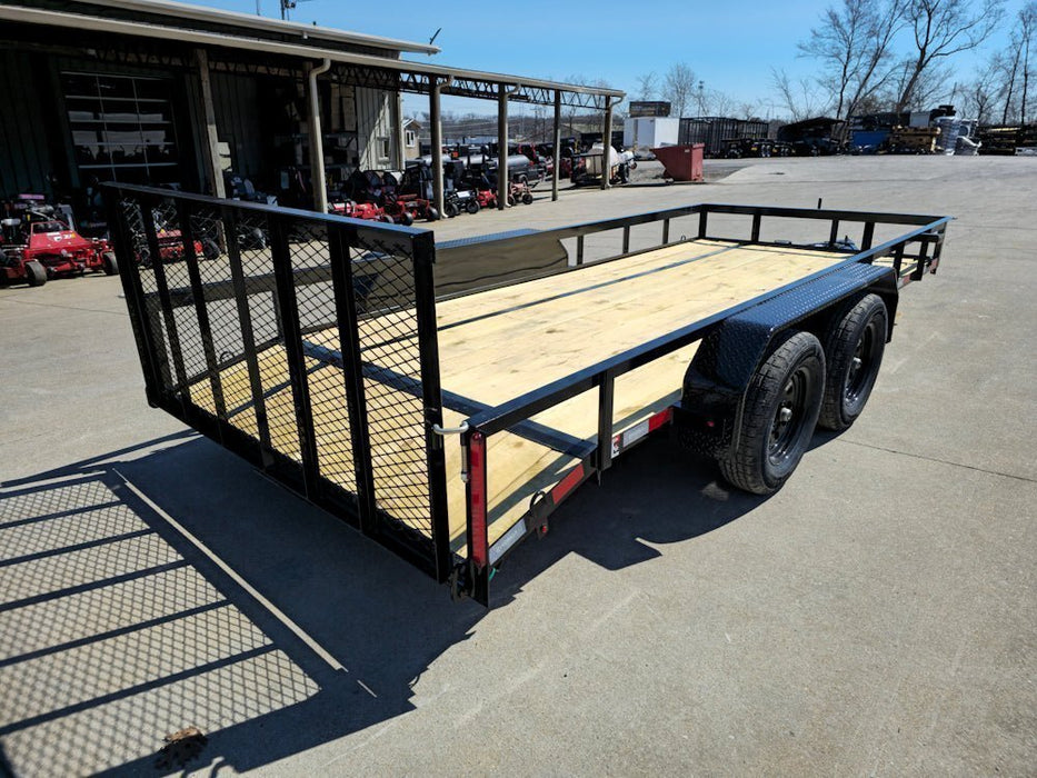 6’4″ x 16 Utility Trailer Double Axle Dovetail With Gate Powder Coated (2) 3500lb Axles