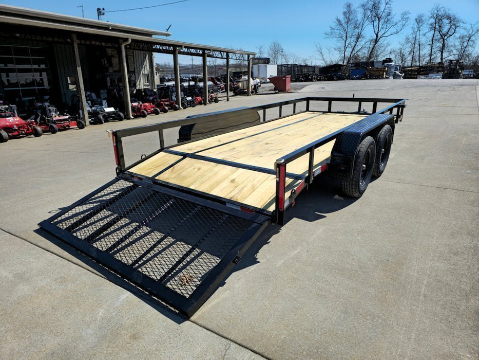 6’4″ x 16 Utility Trailer Double Axle Dovetail With Gate Powder Coated (2) 3500lb Axles