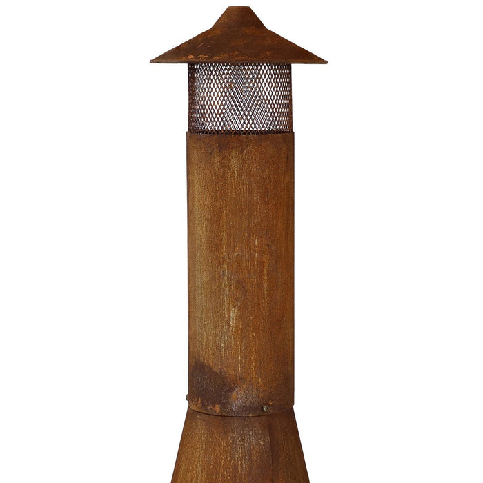 Sunnydaze 70″ Rust Patina Finish Steel Wood-Burning Chiminea with Spark Screen