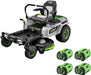 EGO Power+ Electric Riding Lawn Mower, 42″ Deck with Zero Turn Radius, Includes (4) 56V 10.0Ah Batteries and Charger – ZT4204L