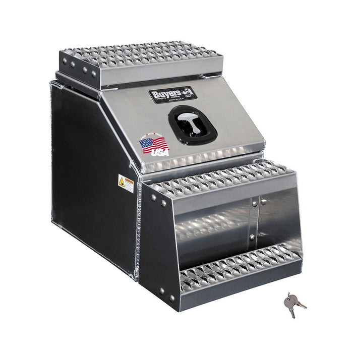Buyers Products 28-in x 24-in x 18-in Smooth Aluminum Step Box Truck Tool Box 1705281