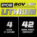 80V Max HP Lithium 54″ Brushless Electric Zero Turn Lawn Mower
