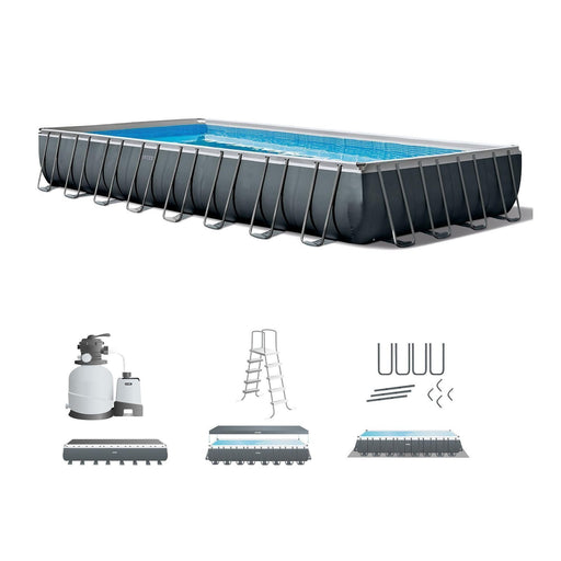 INTEX 26373EH Ultra XTR Deluxe Rectangular Above Ground Swimming Pool Set: 32ft x 16ft x 52in – Includes 2800 GPH Sand Filter Pump – SuperTough Puncture/Rust Resistant – Easy to Assemble