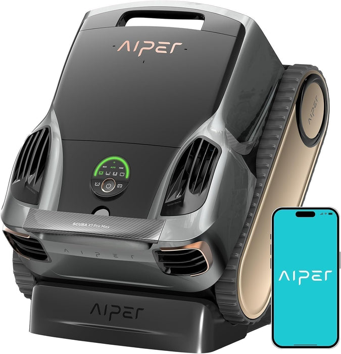 Aiper Scuba X1 Pro Max Robotic Pool Cleaner – All-in-One Smart Vacuum with Pool Mapping, Adaptive Path, 8500 GPH Power, Surface Parking & Filtration for Inground Pools