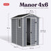 Keter Manor 4×6 Resin Outdoor Storage Shed Kit-Perfect to Store Patio Furniture, Garden Tools Bike Accessories, Beach Chairs and Lawn Mower, Grey & White