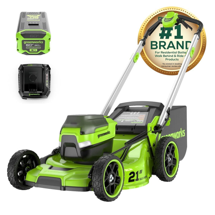 Greenworks 60V 21″ Self Propelled Lawn Mower with (1) 8.0 Ah Battery & Rapid Charger 2546402