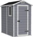 Keter Manor 4×6 Resin Outdoor Storage Shed Kit-Perfect to Store Patio Furniture, Garden Tools Bike Accessories, Beach Chairs and Lawn Mower, Grey & White