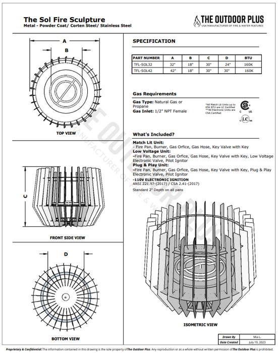 The Sol Fire Sculpture Corten Steel