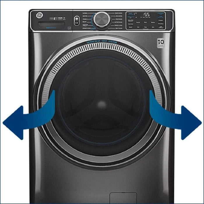 GE – 4.8 CuFt High-Efficiency Stackable Smart Front Load Washer w/UltraFresh Vent System & Microban Antimicrobial Technology – White on white