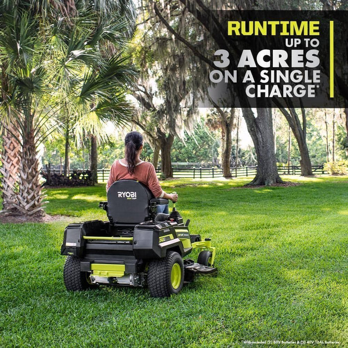 RYOBI 80V HP Brushless 42 in. Battery Electric Cordless Zero Turn Riding Mower Batteries and Charger 80V Batteries 40V