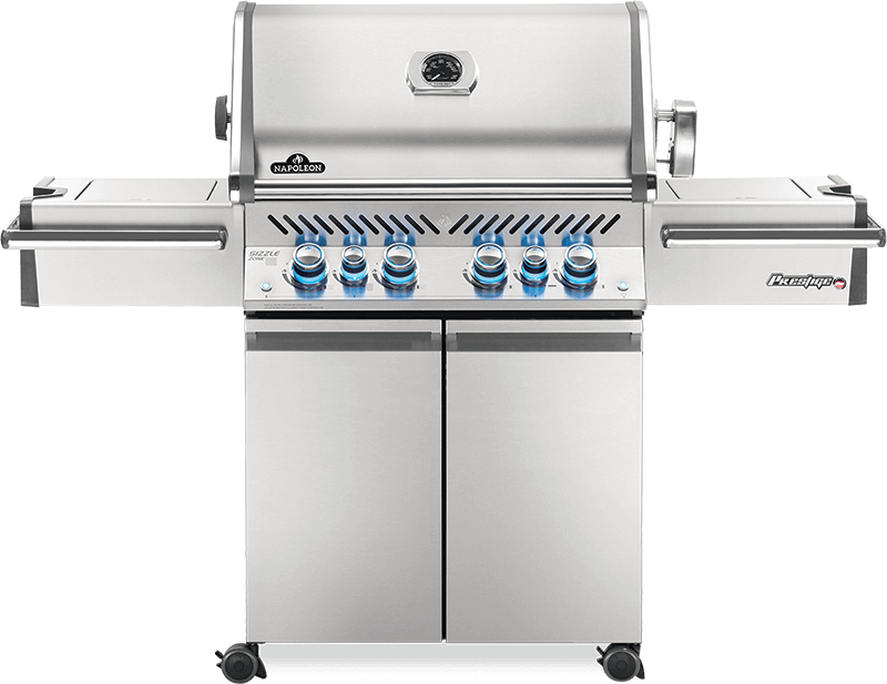 Napoleon Prestige PRO 500 Freestanding Grill with Infrared Rear and Side Burners and Rotisserie Kit - CozeeFlames.com