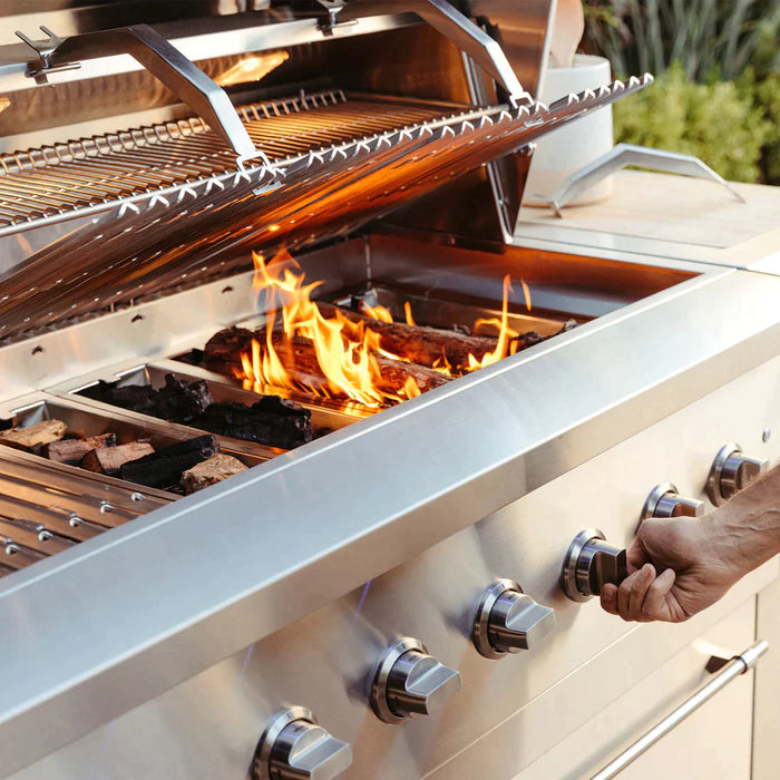 American Made Grills - Freestanding Muscle 54" Hybrid Gas Grill -MUSFS54-NG/LP - CozeeFlames.com