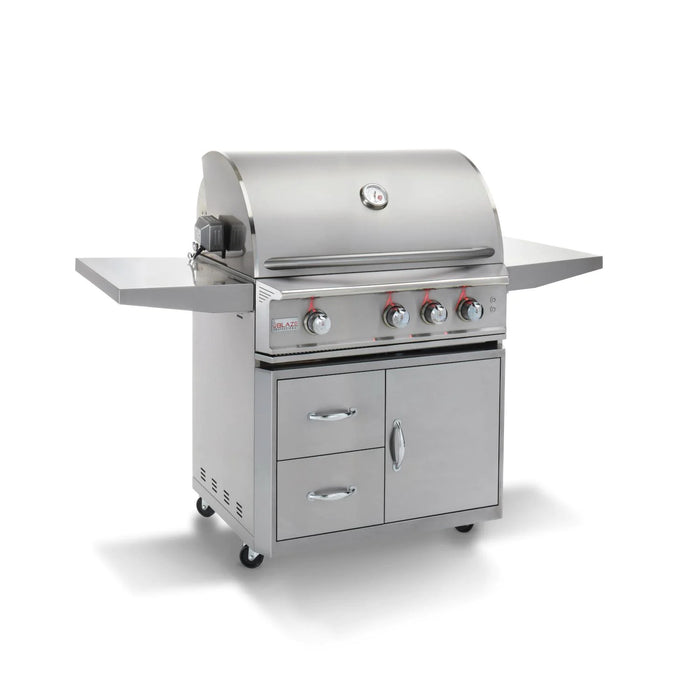 Blaze Professional LUX 34-Inch 3-Burner Freestanding Grill With Rear Infrared Burner - BLZ-3PRO-NG/LP - CozeeFlames.com
