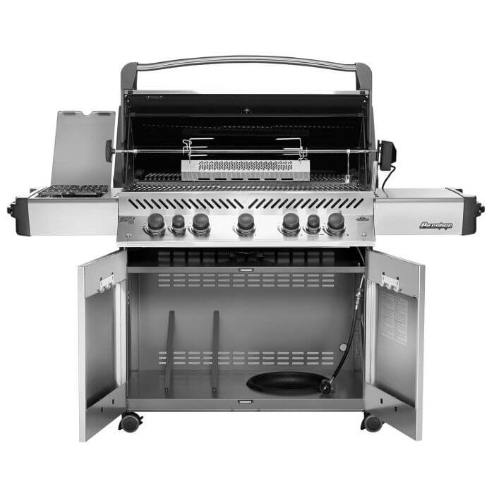 Napoleon Prestige 665 Freestanding Gas Grill with Infrared Rear Burner and Infrared Side Burner and Rotisserie Kit - CozeeFlames.com